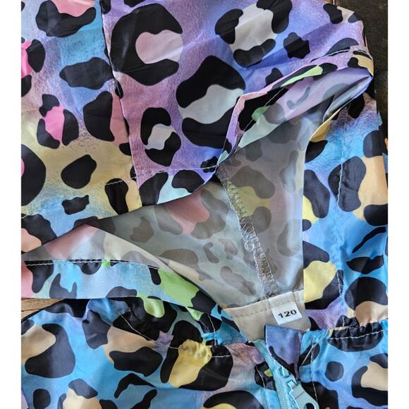 Shein Leopard Print Rainbow Windbreaker Jacket sz 5T - Picture 2 of 5
